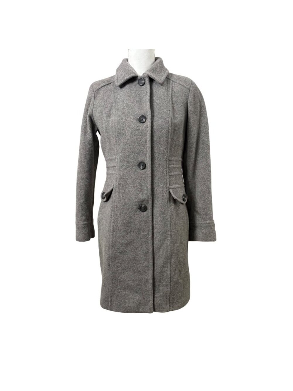 Sophisticated Gray Wool-Cashmere Button-Up Winter Coat Womens Size 8 Anne Klein